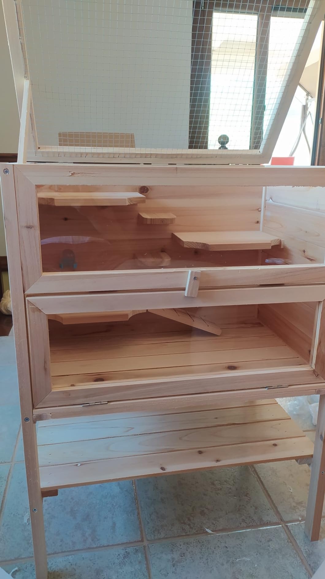 Wiltec Gabbia Roditori 3 Livelli 60x40x80 Legno Plexiglas