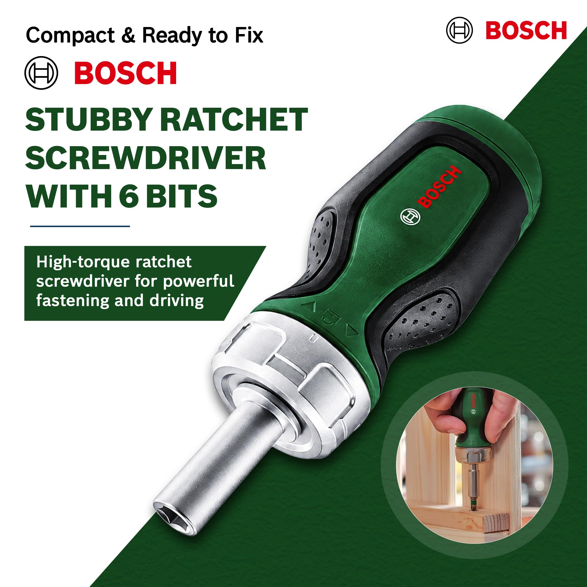 Bosch Stubby cacciavite a cricchetto corto 6 bit S2