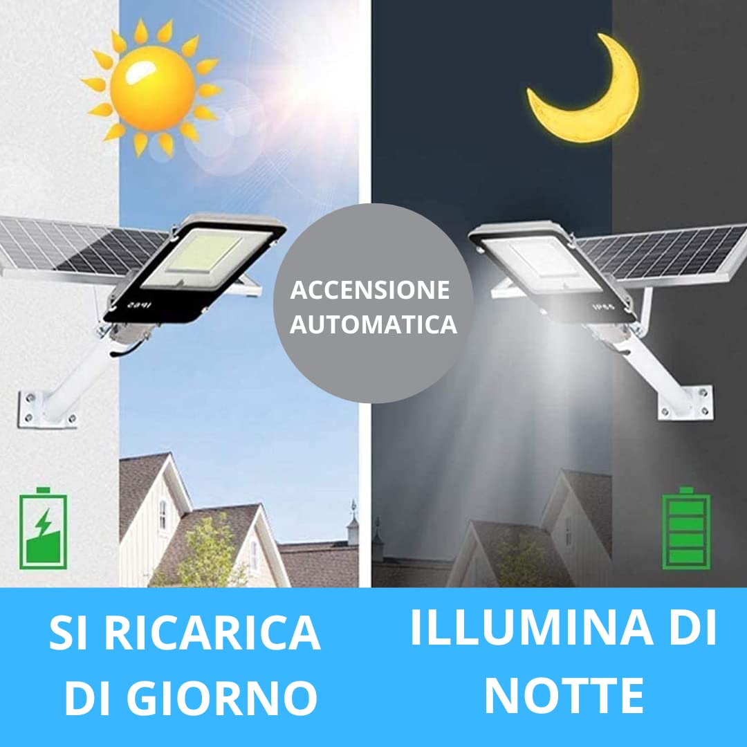 Lampione Solare Esterno 400W LED 6500K con Pannello