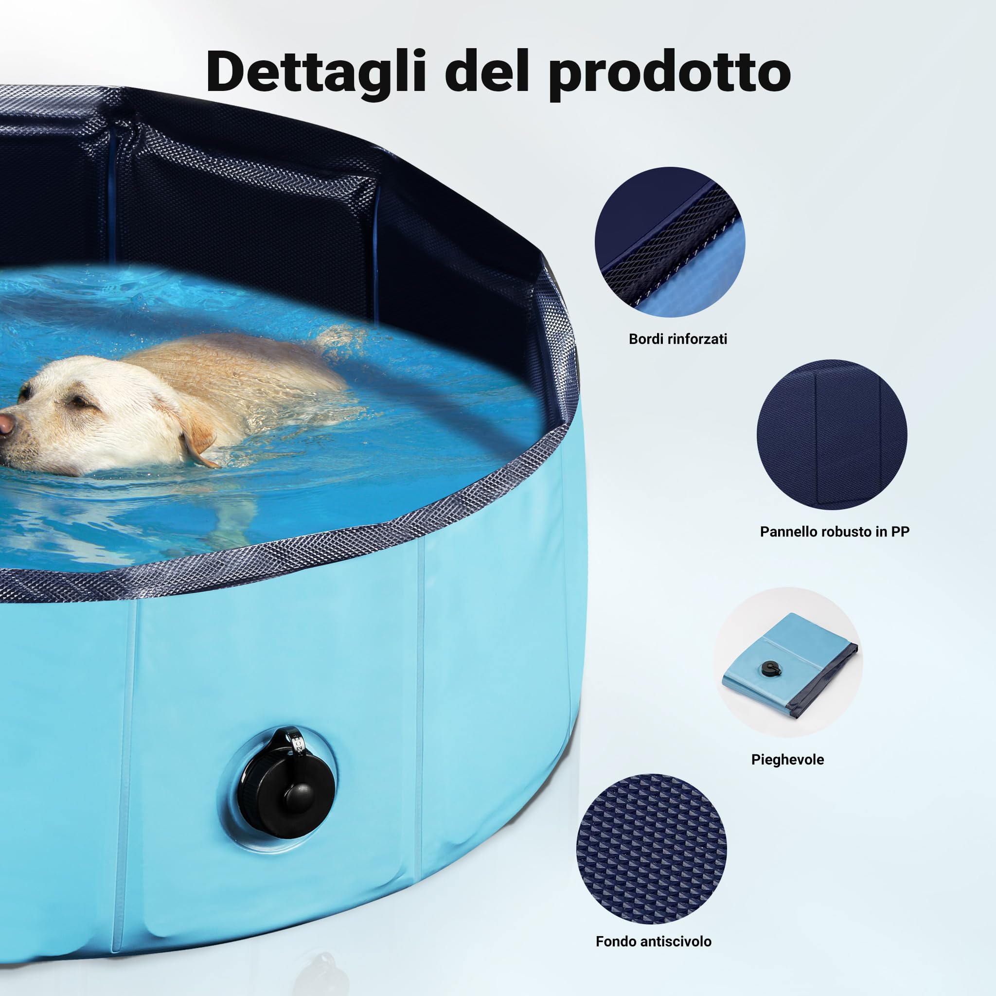 Fudajo Piscina per Cani 80x30 cm Pieghevole PVC Antiscivolo