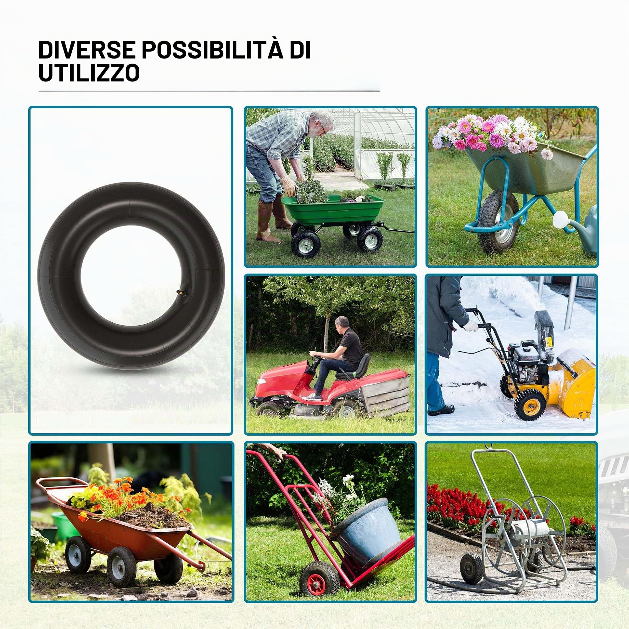 Wiltec 18x8.50-8 camere d'aria trattorino 2 pz valvola angolo
