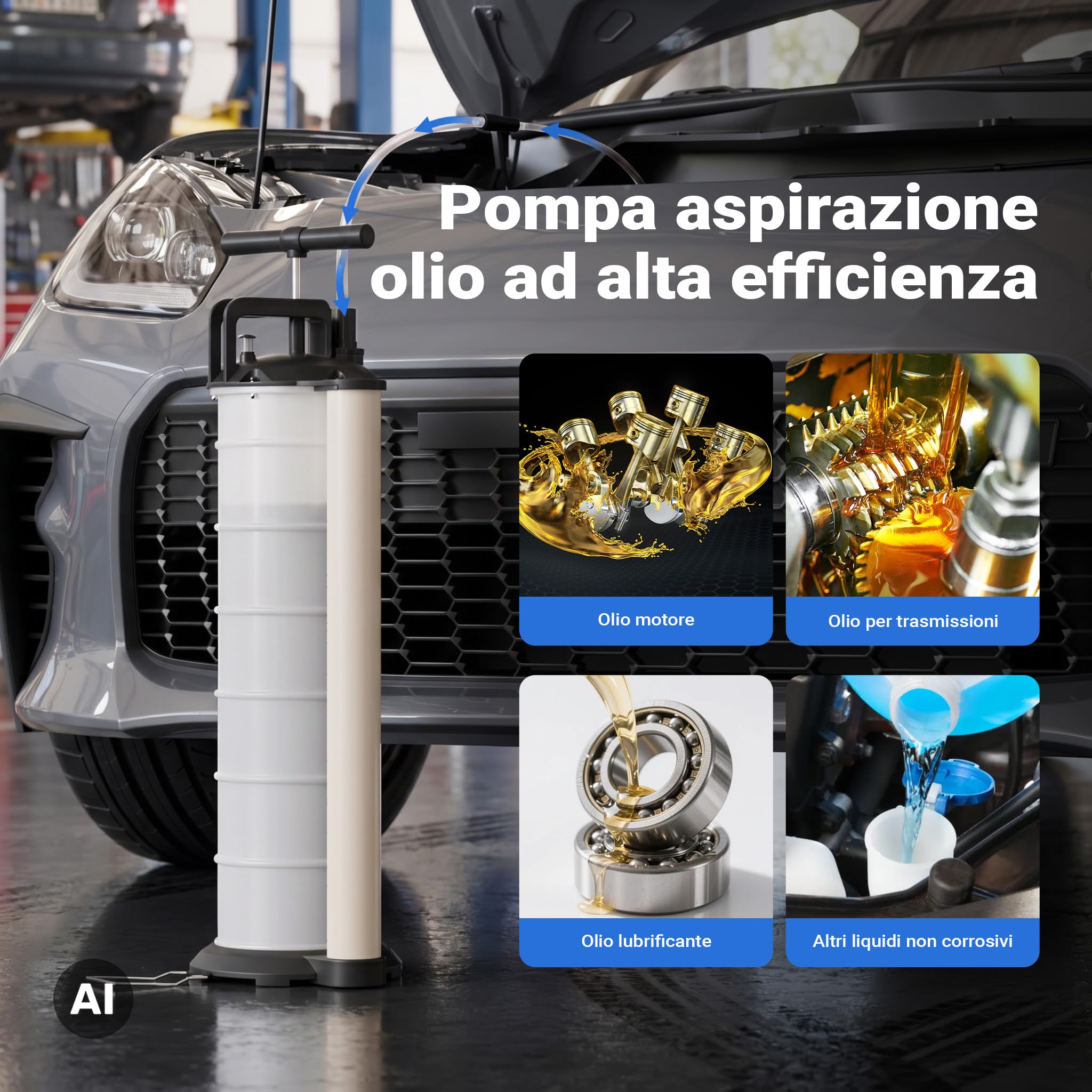 Wiltec pompa aspirazione olio manuale 7 litri con tubi