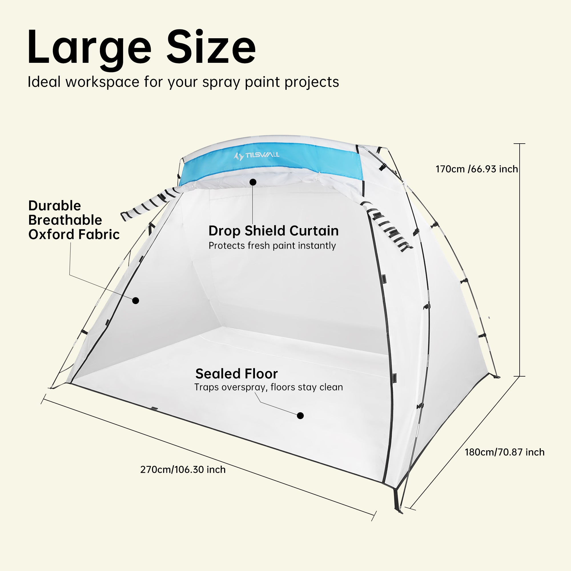 Tilswall Cabina Verniciatura 2,7x1,8x1,7m Tenda Portatile Oxford