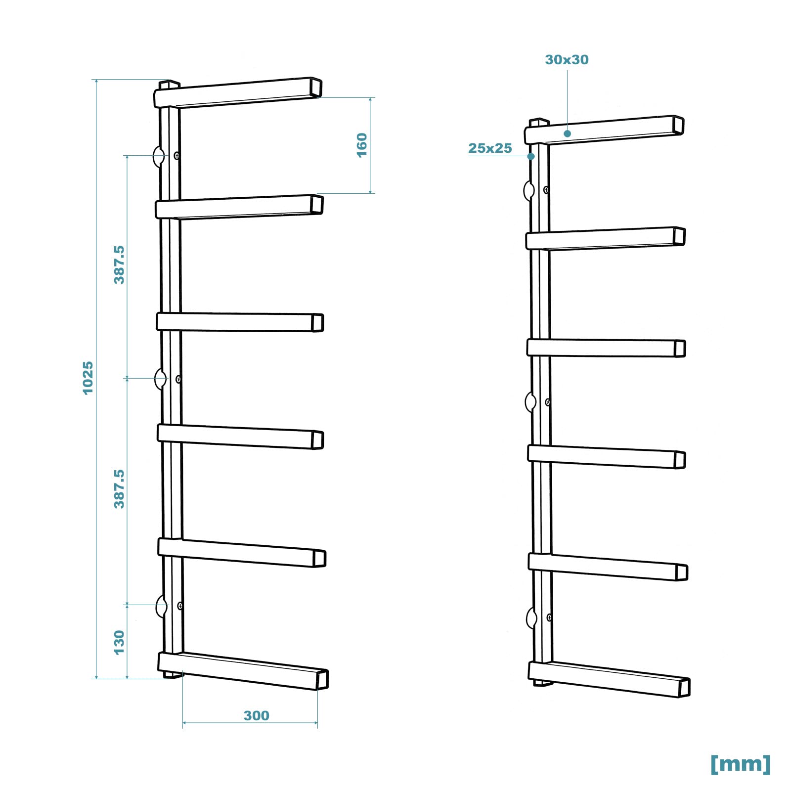 XPOtool scaffale sbalzo 6 piani metallo 300 kg parete