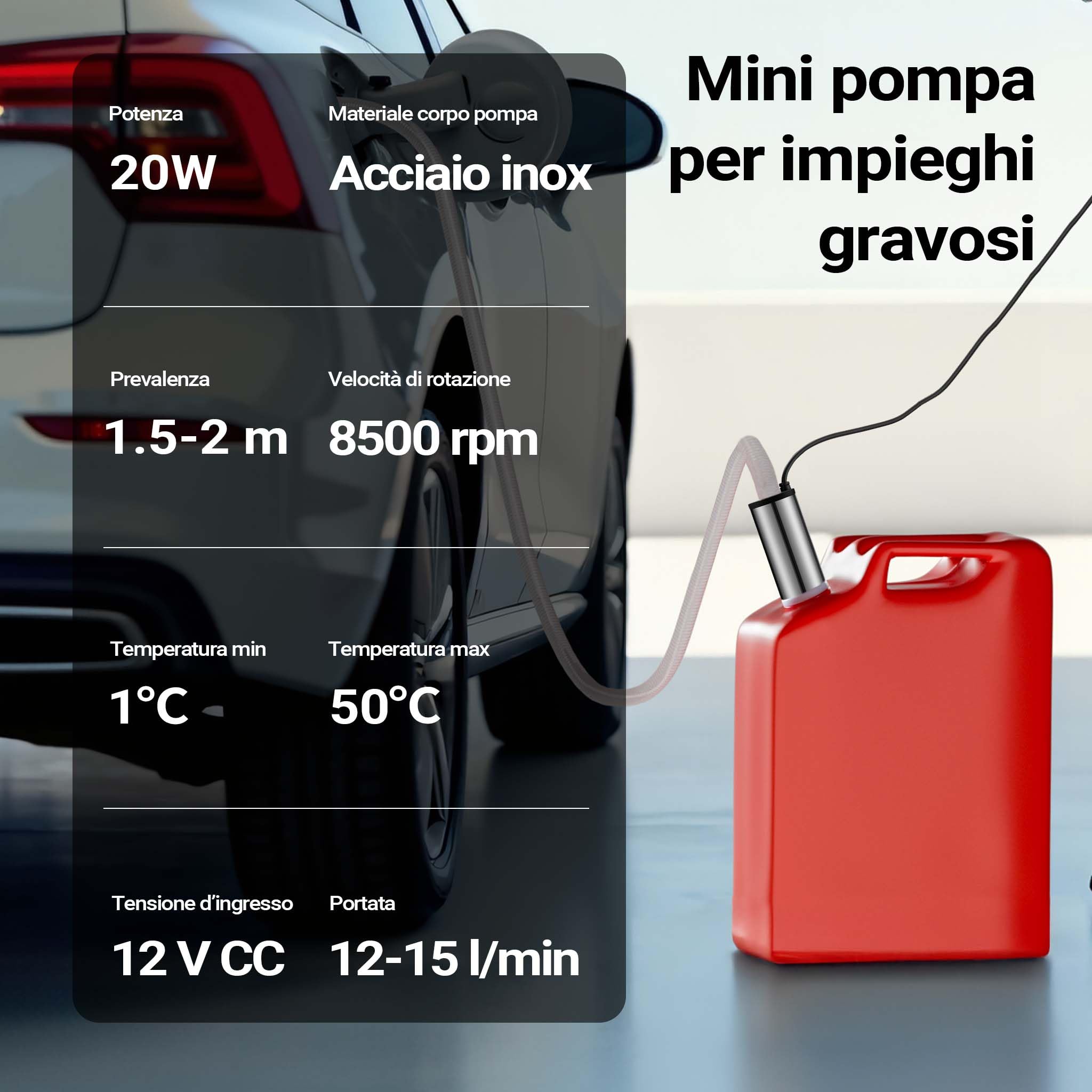Wiltec Pompa 12V Acqua Diesel 12-15 l/min 16 mm