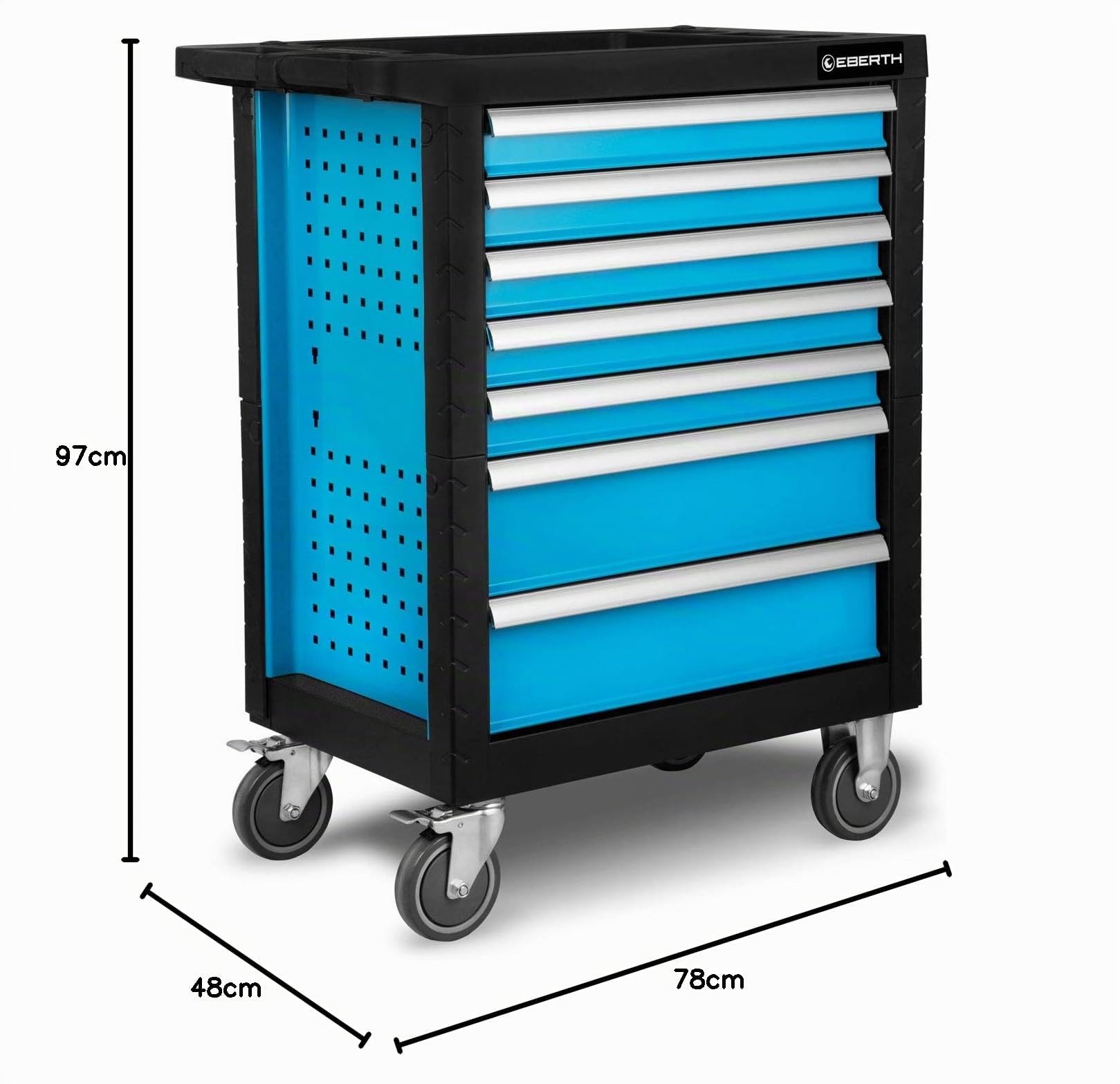 EBERTH Carrello attrezzi 7 cassetti 167 pezzi blu