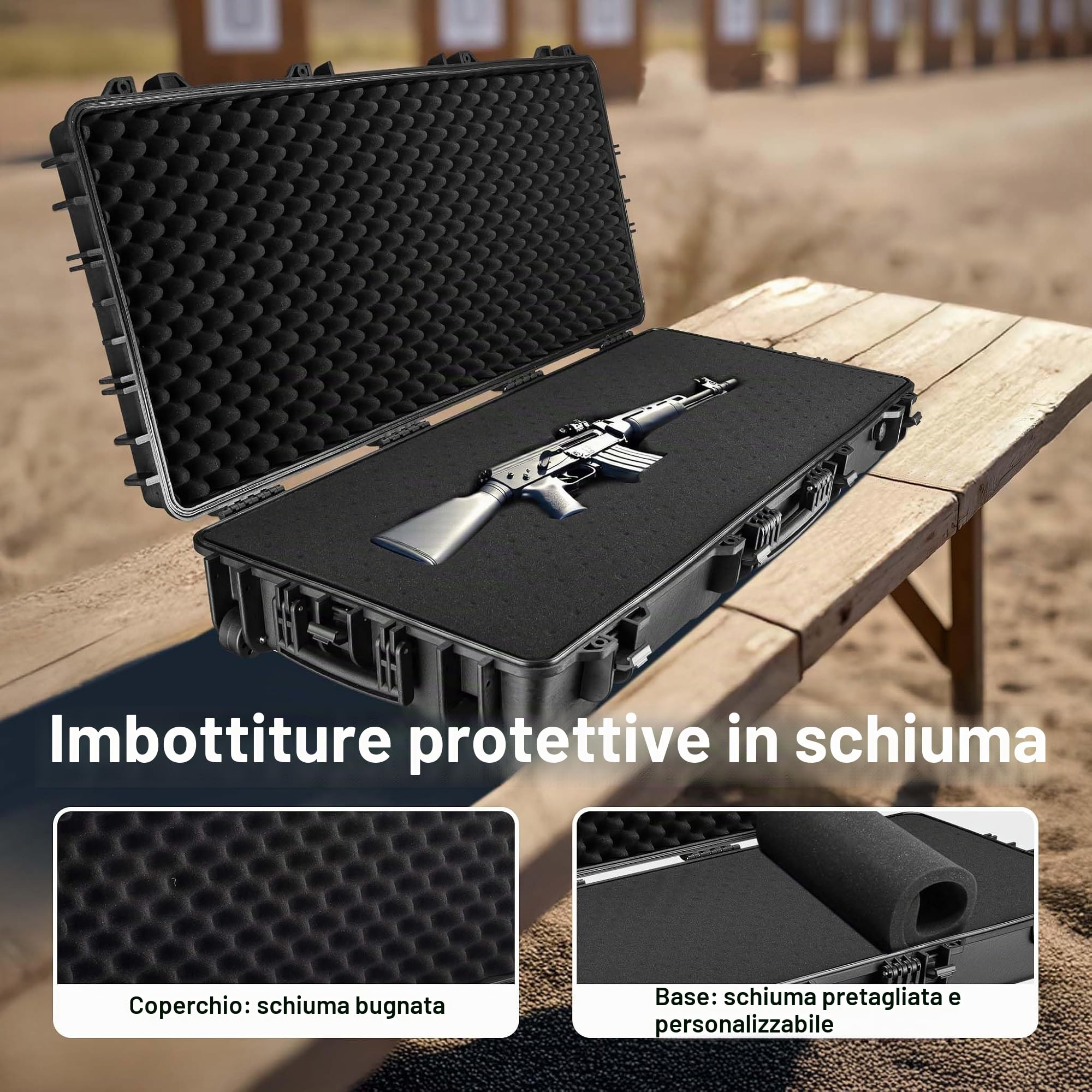 Wiltec Valigetta Porta Armi 119x53x21 cm Custodia Rigida IP67