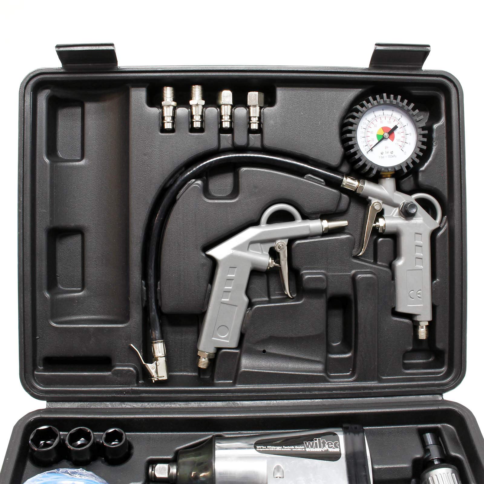 Wiltec Kit Accessori Compressore 27 pezzi utensili pneumatici 4 utensili