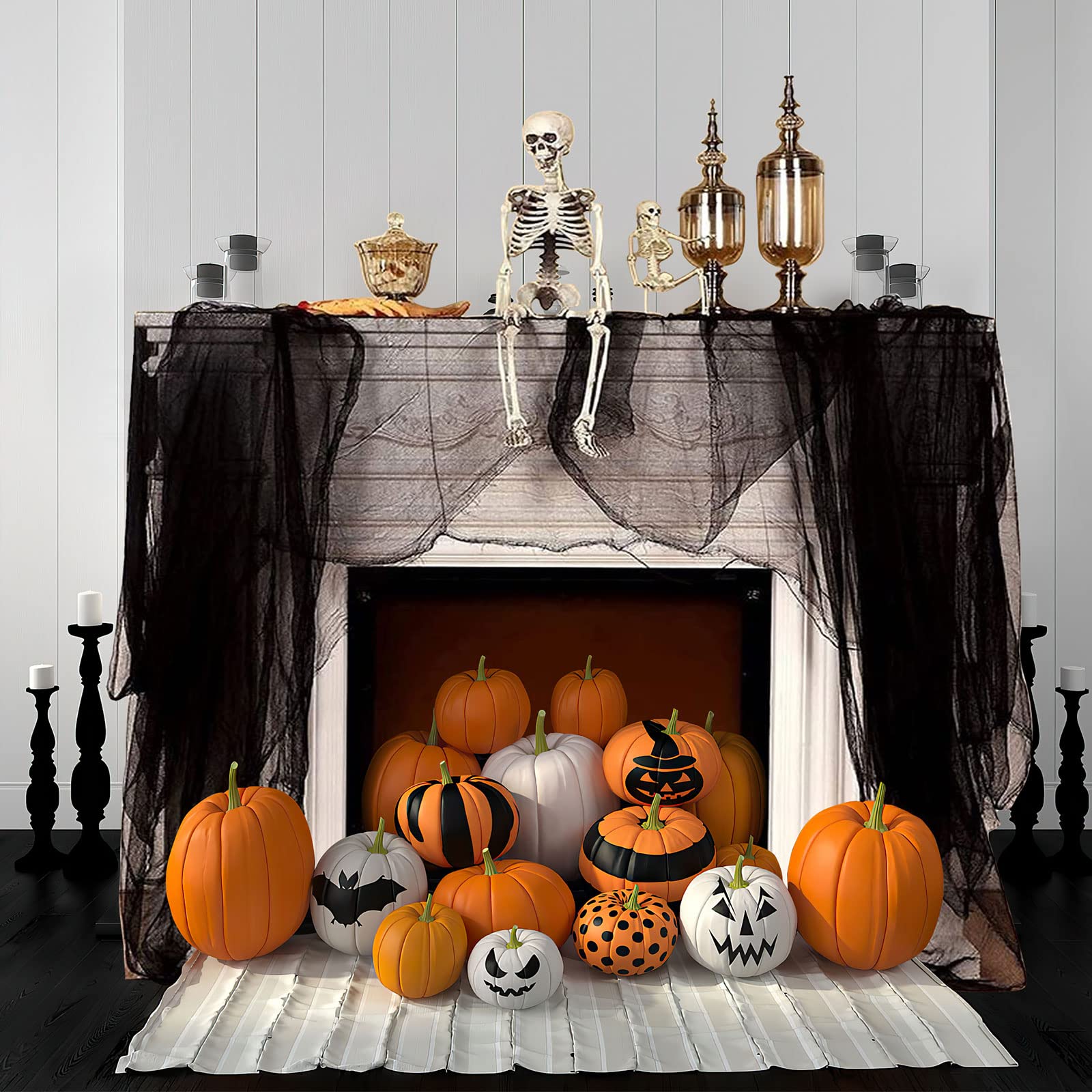 Wzone Panno Nero Halloween garza 215x500 cm cotone