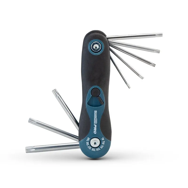 Bormann Set Chiavi Torx Pieghevole 8 Pezzi T9-T40 Forate