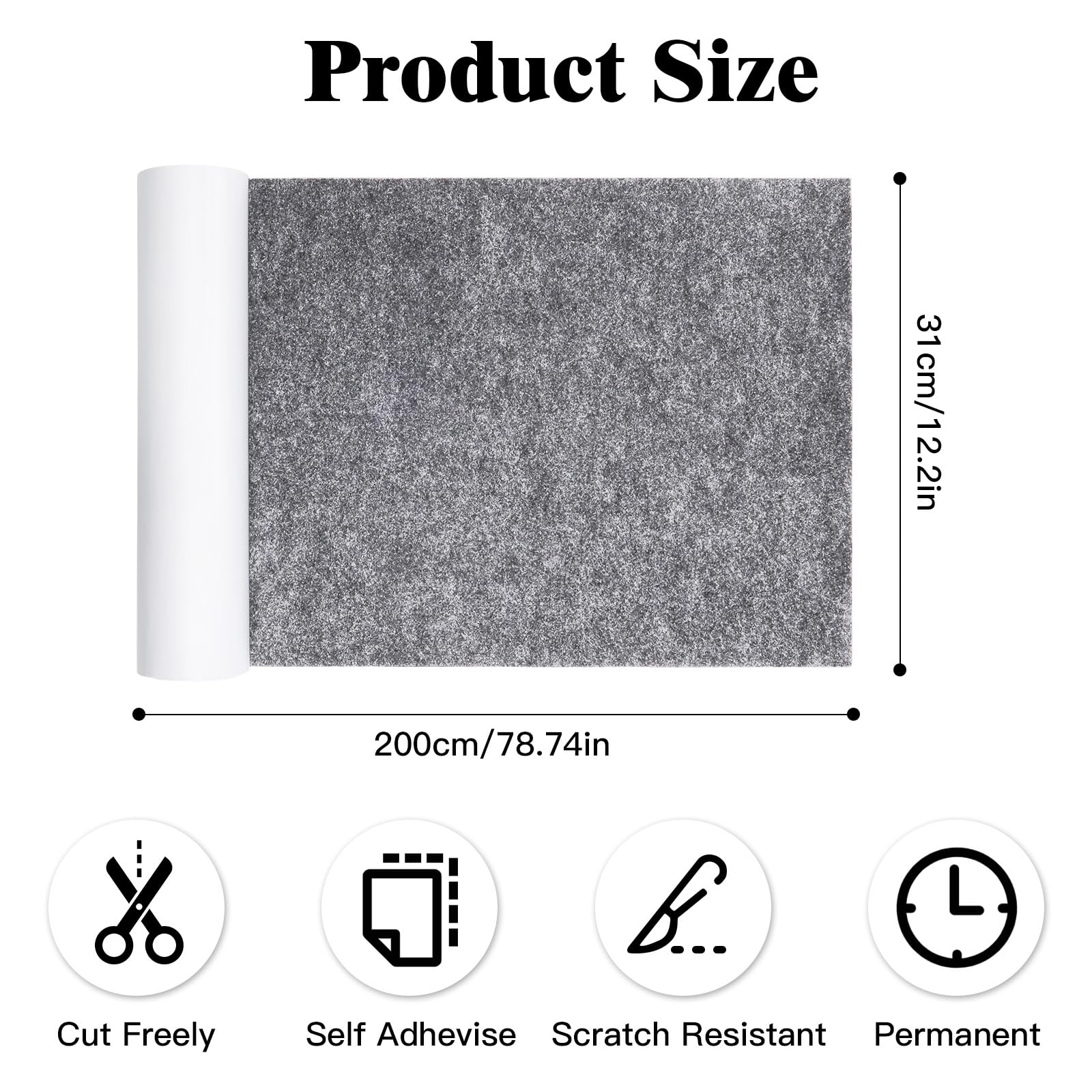 Wzone feltro autoadesivo grigio 31x200 cm 1 mm