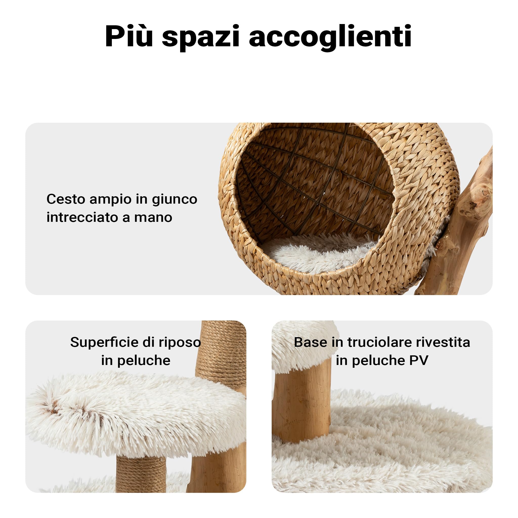 Fudajo Albero Tiragraffi Rami 83 cm Cestino Peluche