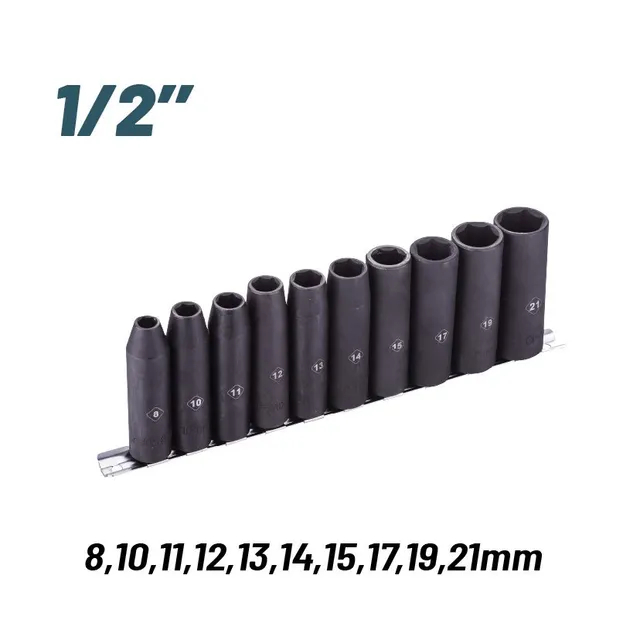 Bormann Set 10 Bussole Impatto 1/2" 8-21mm Cr-Mo