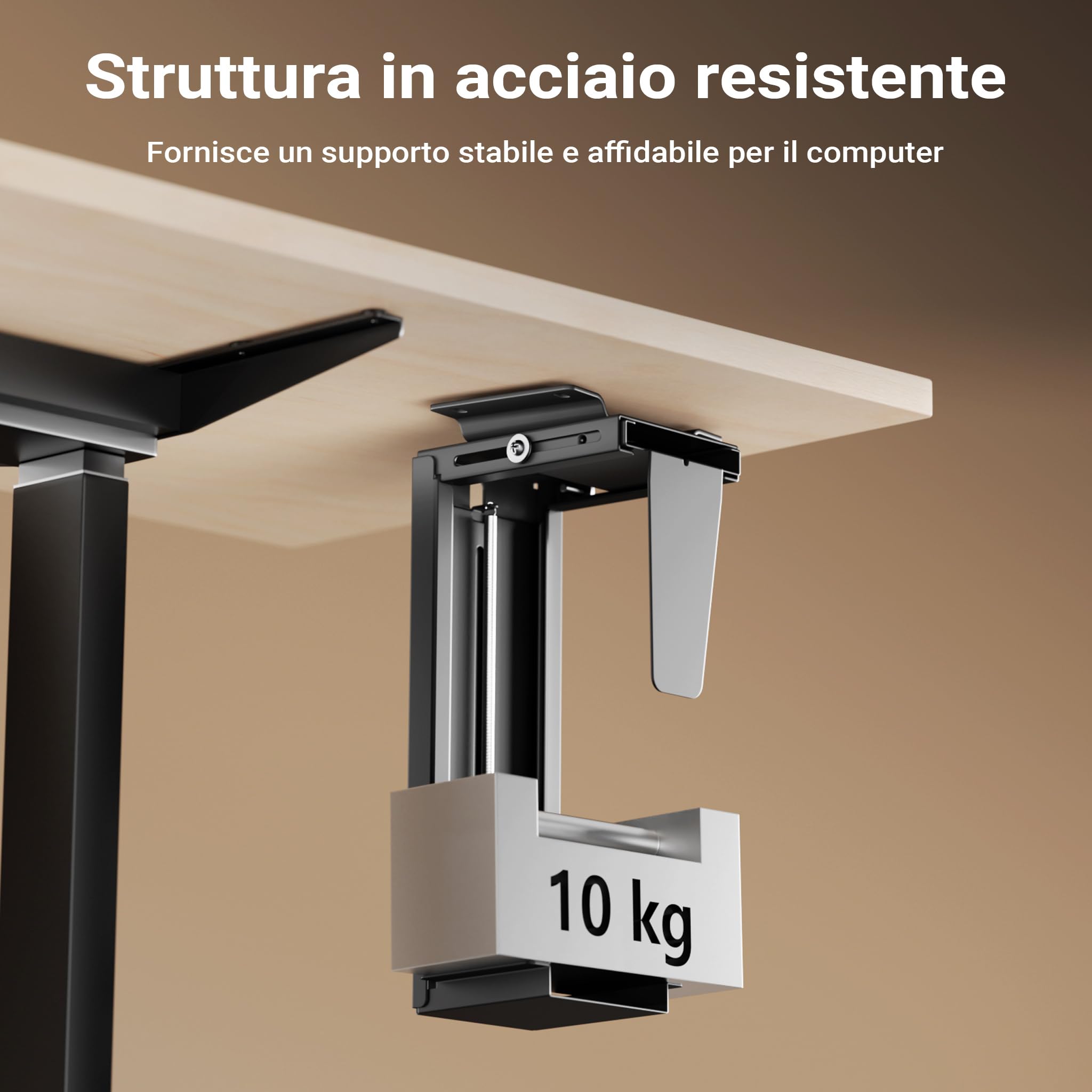 Wiltec Toboli Supporto PC Sotto Scrivania 10 kg Regolabile
