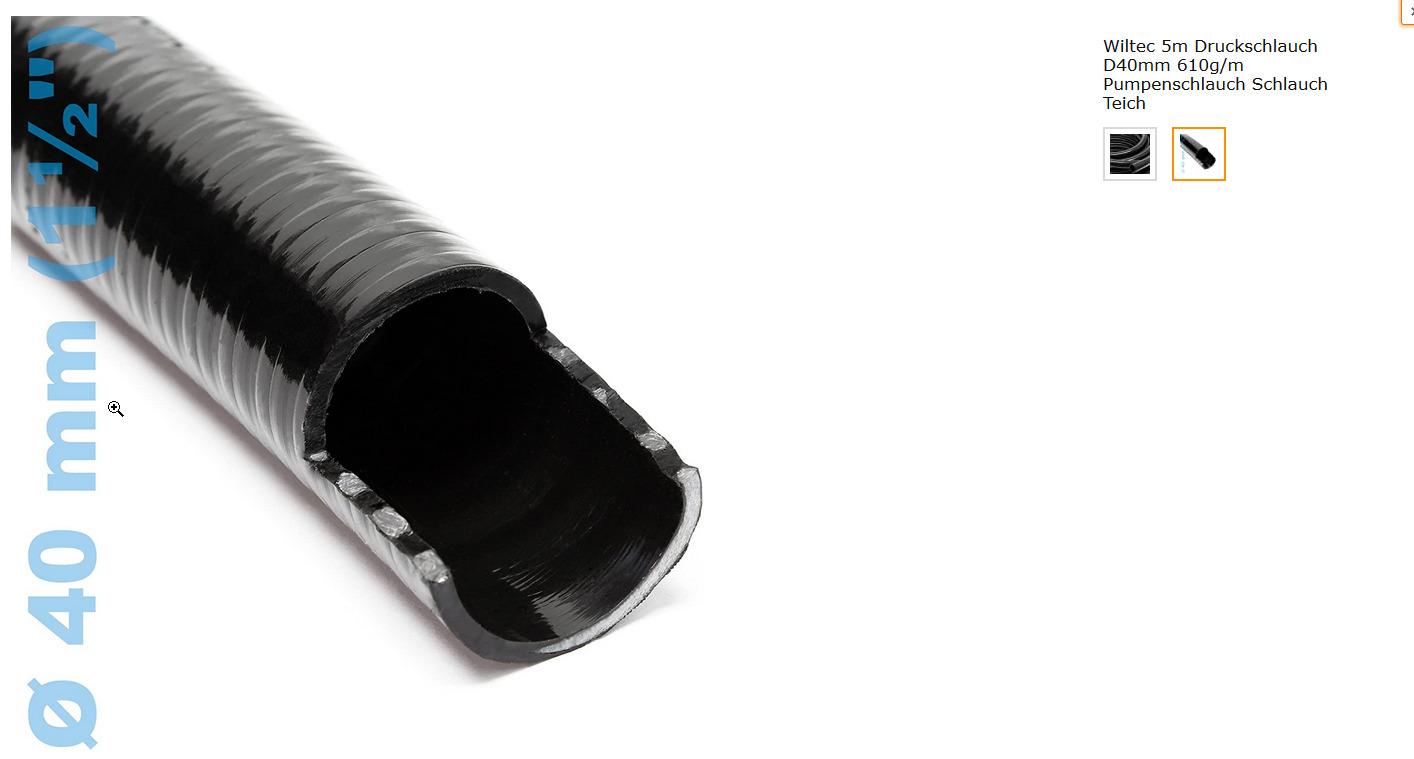 Wiltec tubo aspirazione spiralato nero 5m D40mm