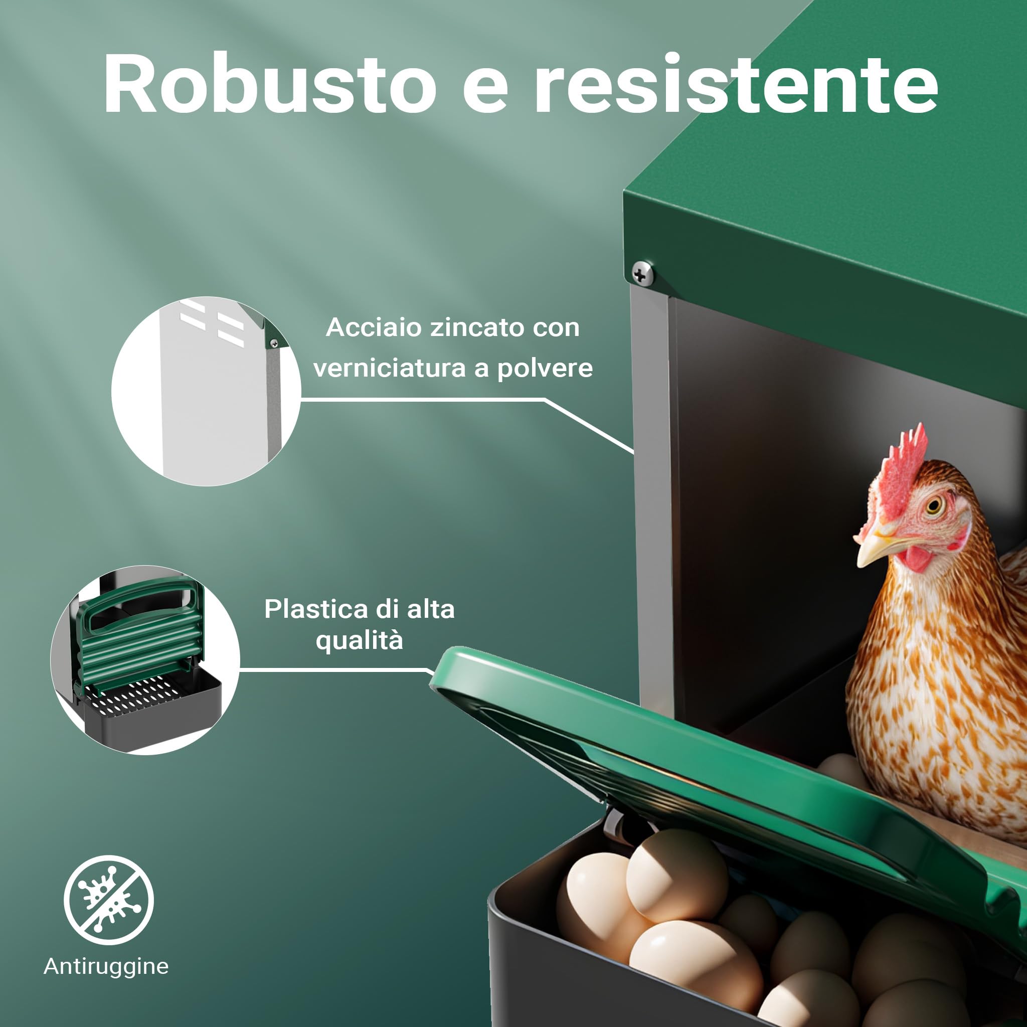 Fudajo Nido Galline Ovaiole 27x52x48 cm con Vassoio