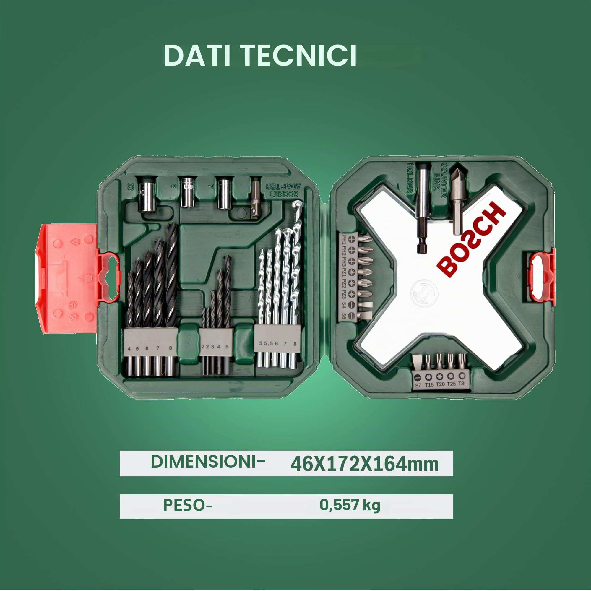 Bosch X-Line 34 pezzi set punte e bit titanio