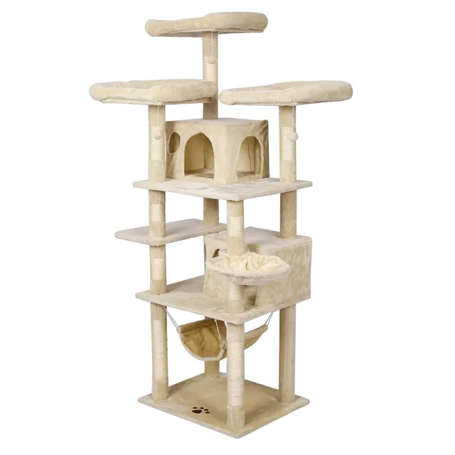 Wiltec Albero tiragraffi beige 172 cm 2 cuccette