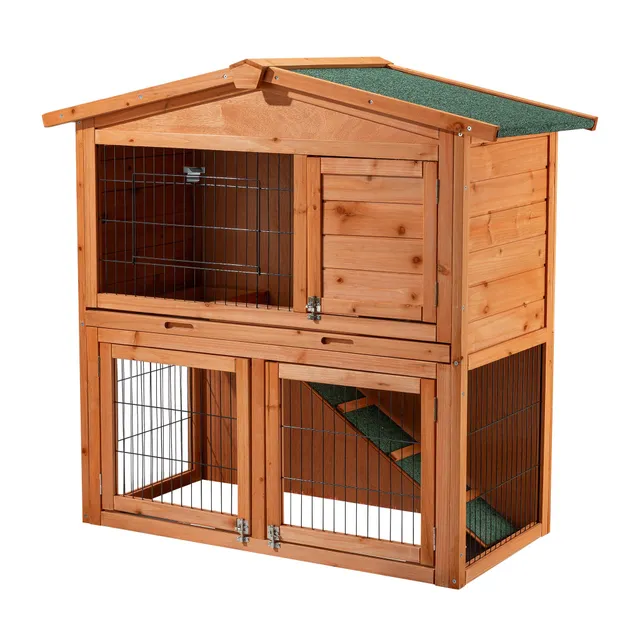 Wiltec Conigliera Legno 2 Livelli 87x54x100 cm Tetto Bitume