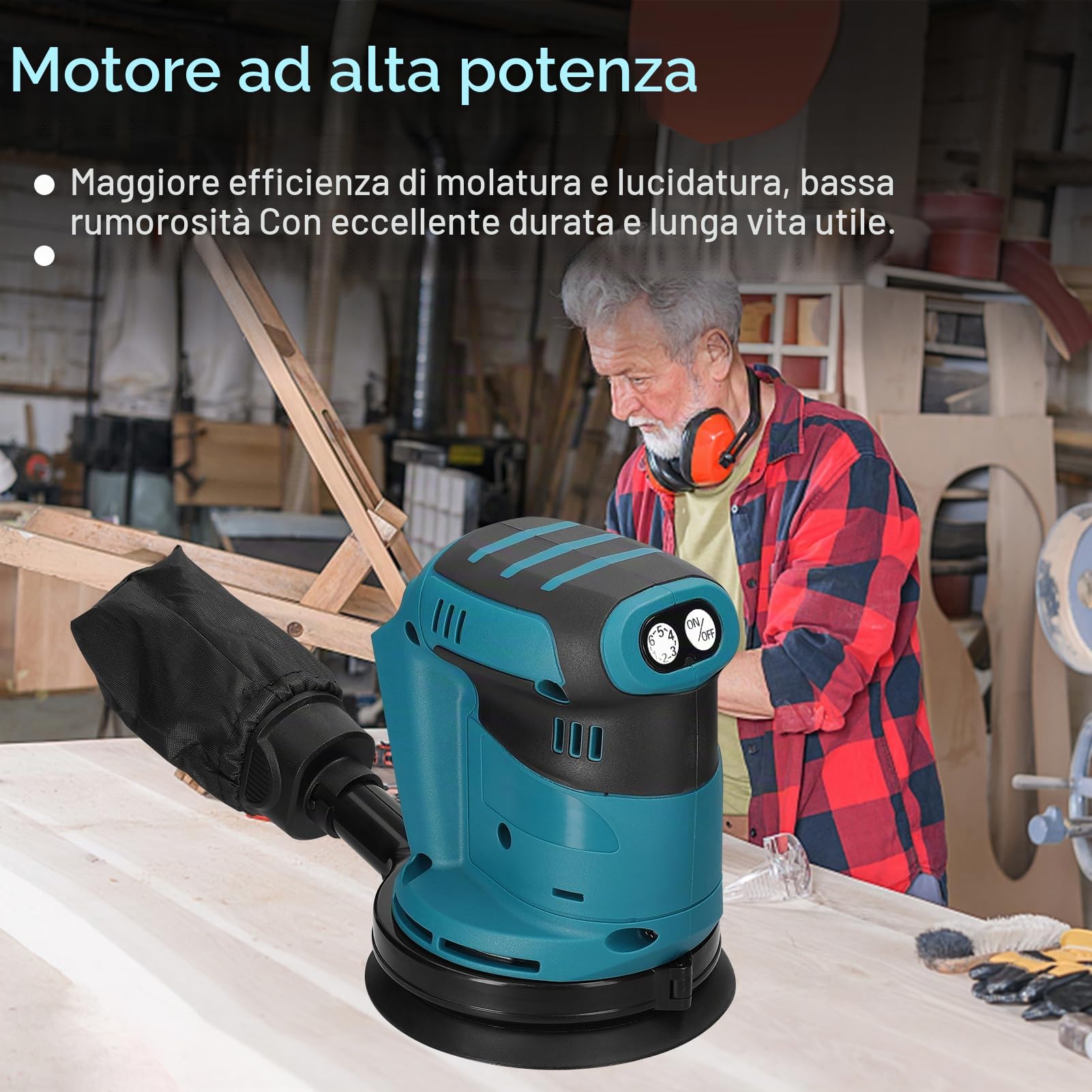 Weytoll Levigatrice rotoorbitale 125 mm per Makita 18V