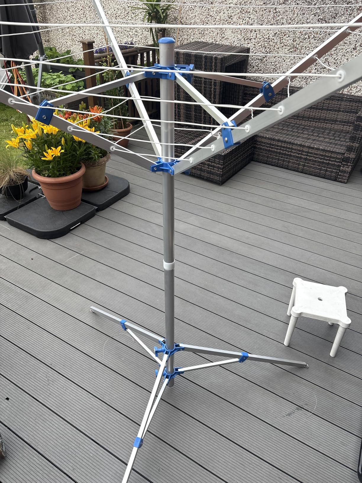 Wiltec Stendibiancheria a Ombrello 16 m alluminio 155 cm