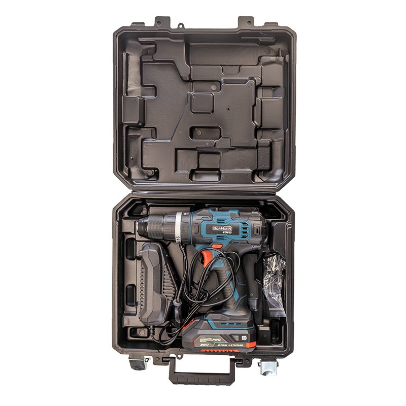Bormann trapano percussione 20V 40Nm batteria 2Ah