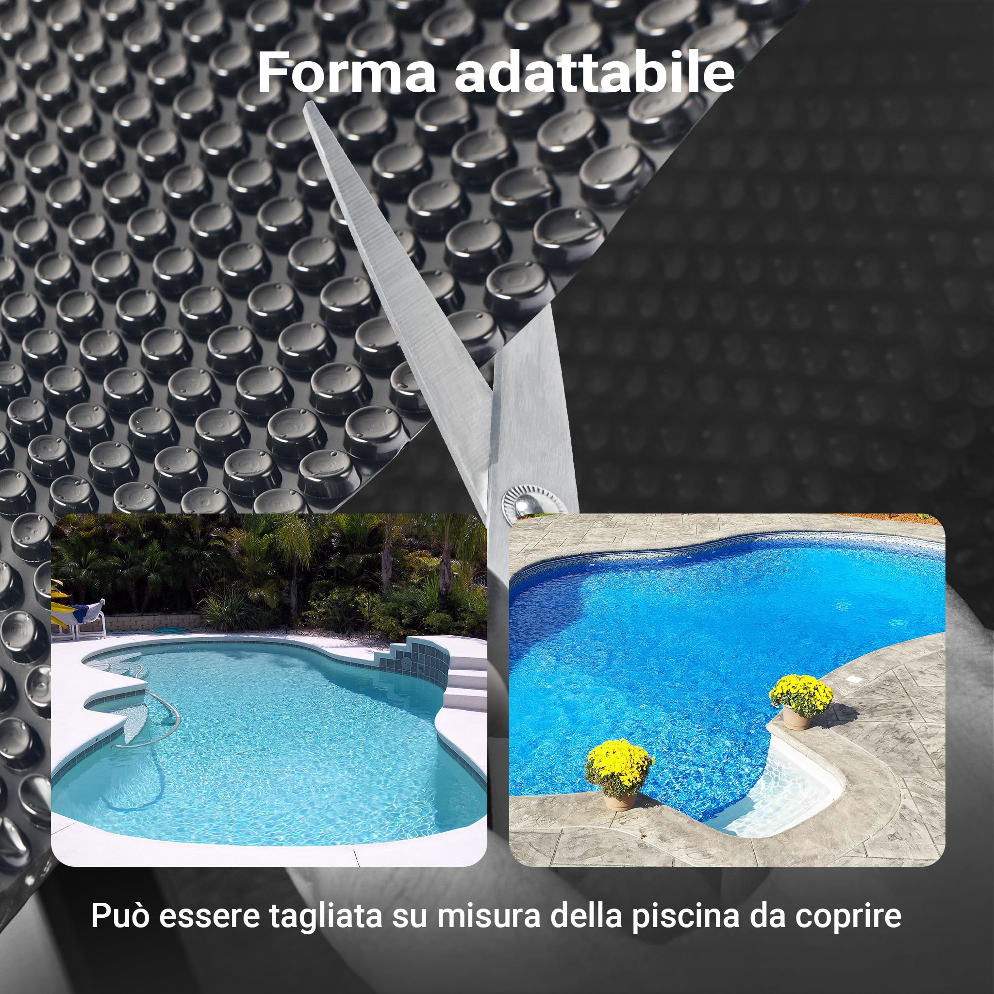 Wiltec Copertura 5x8 m Telo Piscina Termico Nero 140µ