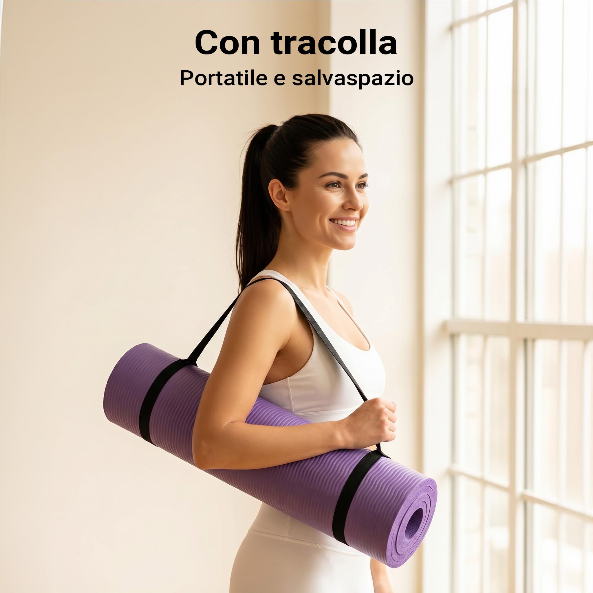 Wiltec Tappetino Yoga Fitness Viola 180x60x1,5 cm