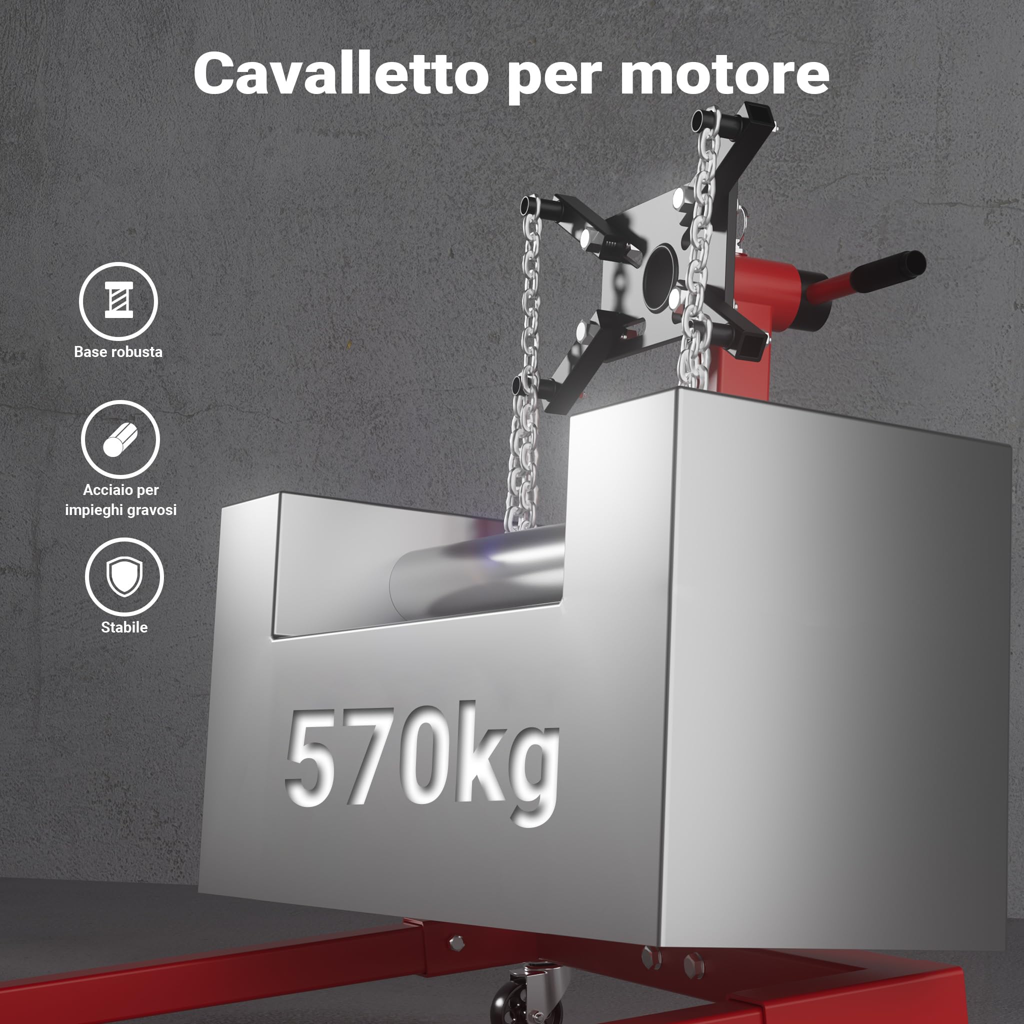 Wiltec Cavalletto per Motore 570 kg Acciaio