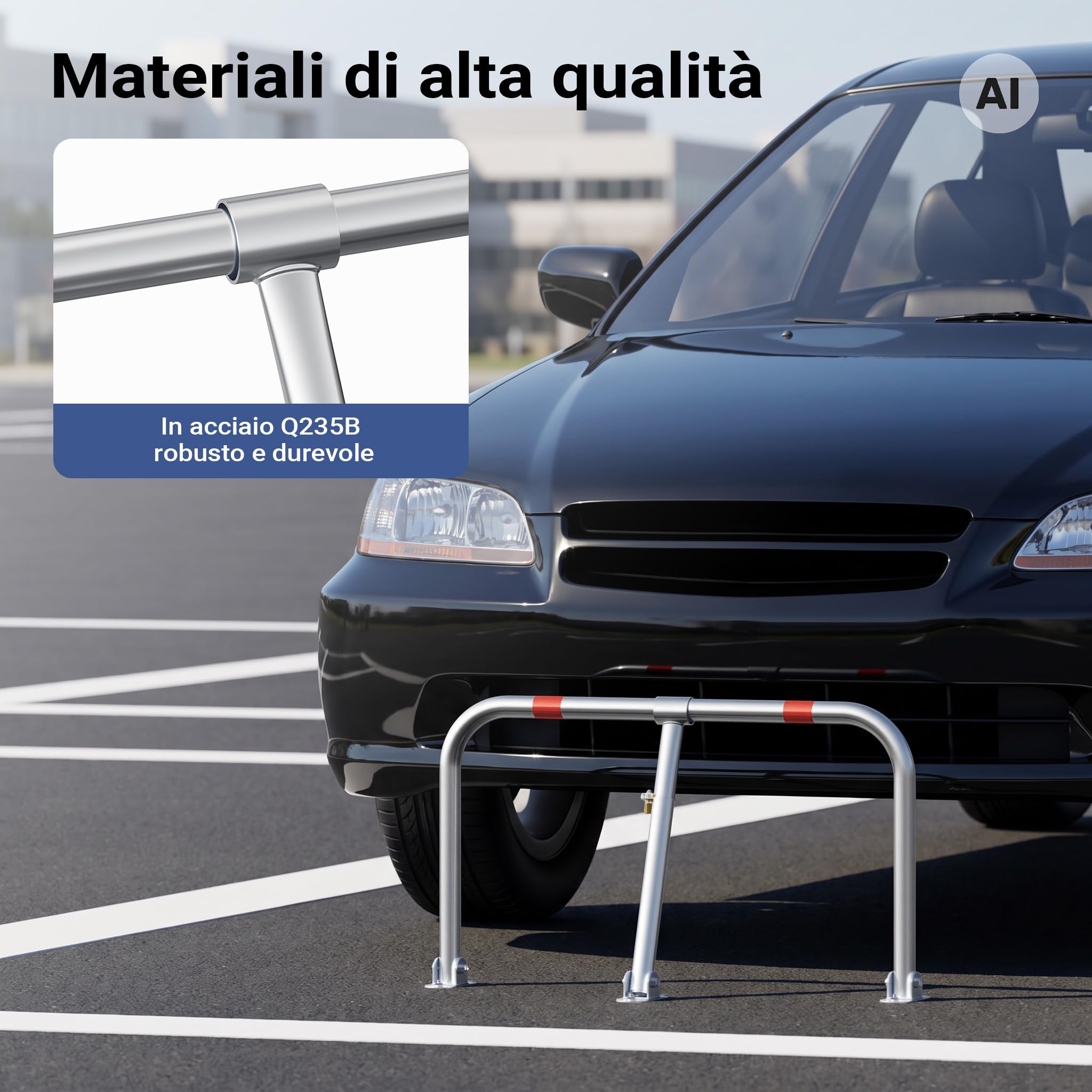 Wiltec Barriera Parcheggio Dissuasore 43x80 cm con Lucchetto