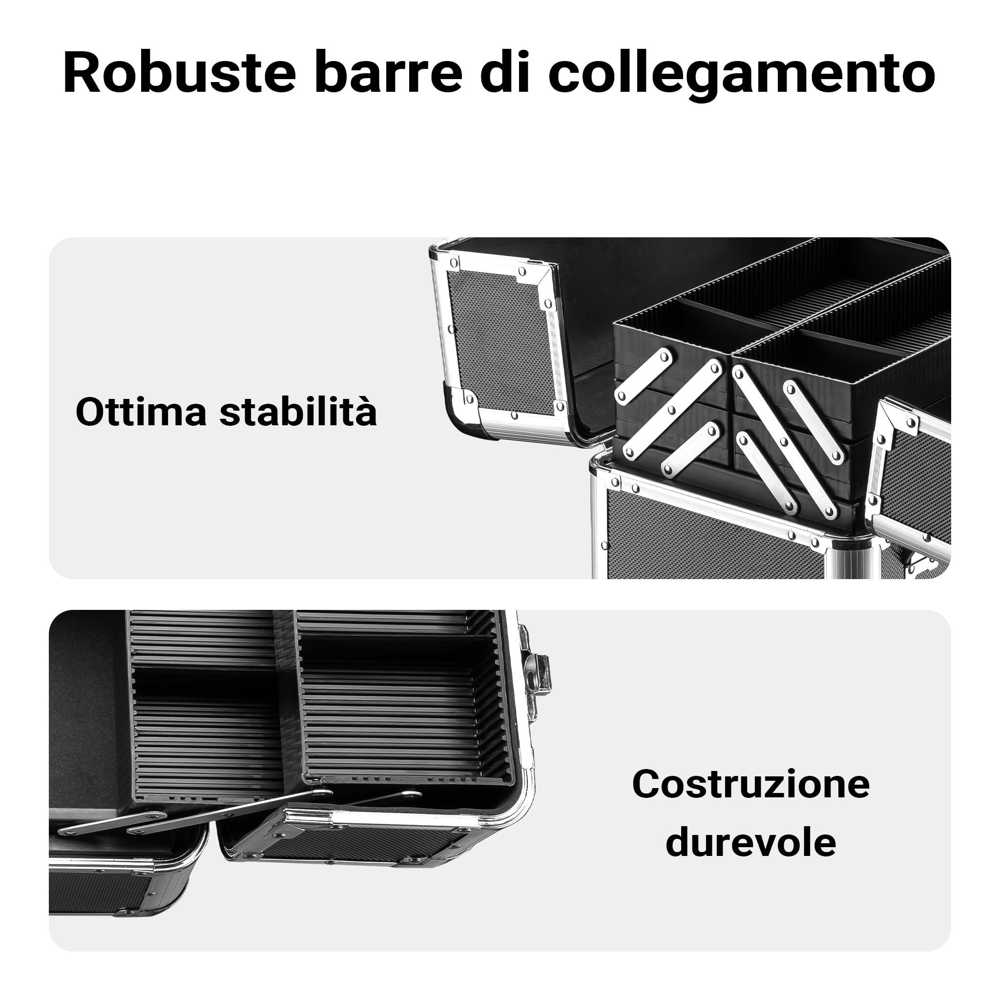 Wiltec Cassetta Attrezzi Alluminio Vuota 35,5 cm con Chiave