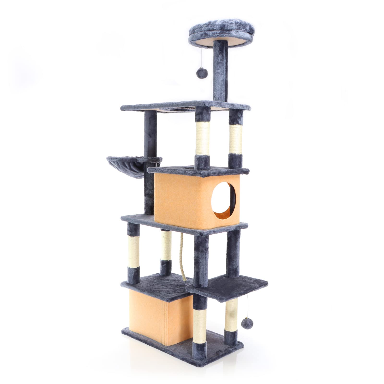 Fudajo Albero Tiragraffi Gatti Grigio Scuro 161 cm Sisal