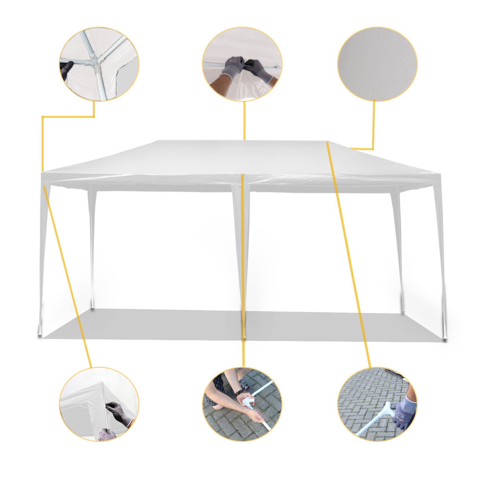 Wiltec Gazebo 3x6 m bianco con pareti UV50+