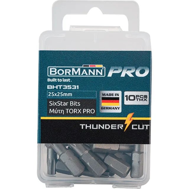 Bormann Sixstar Bits T25 inserti 1/4" 10 pezzi Torx