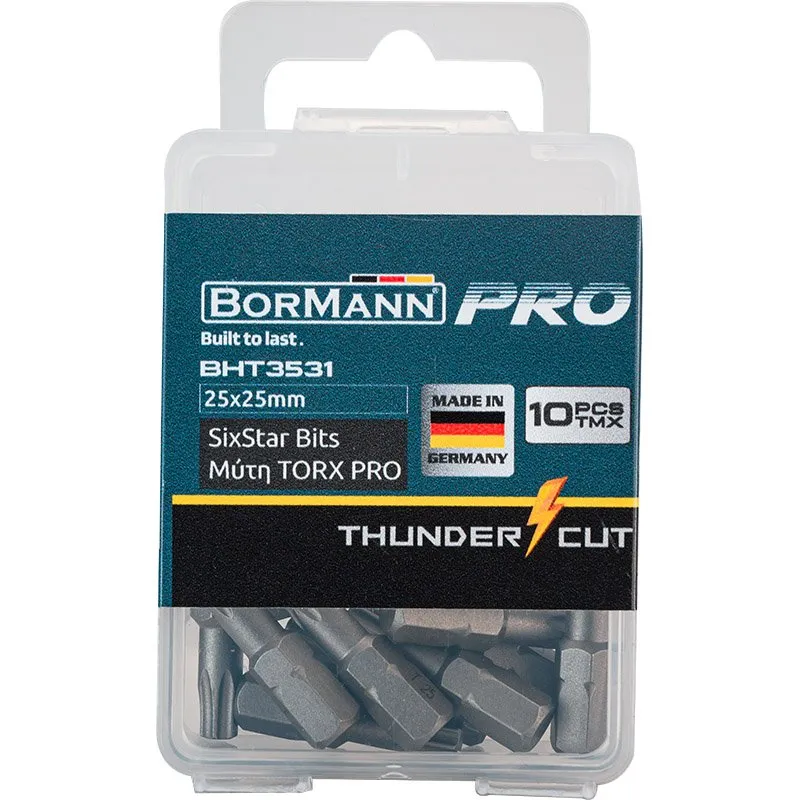 Bormann Sixstar Bits T25 inserti 1/4" 10 pezzi Torx