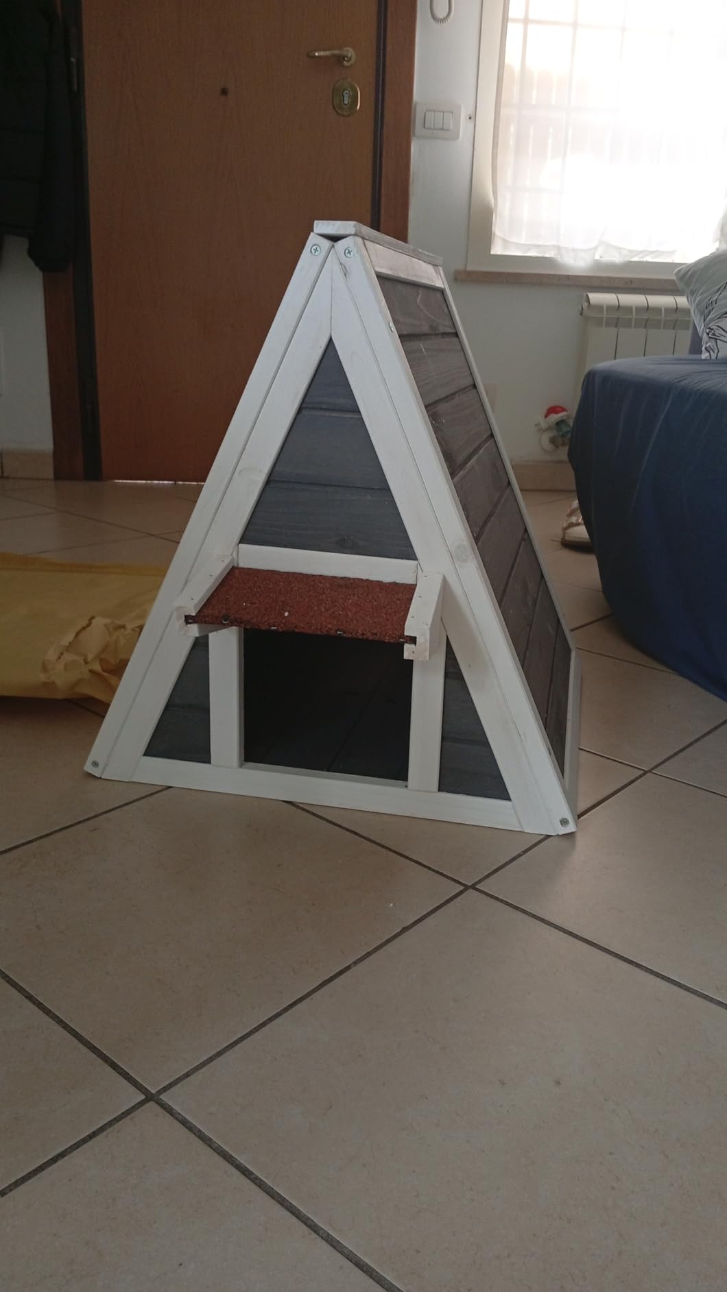 Wiltec cuccia gatto in legno doppio ingresso 50x50x54 cm esterno