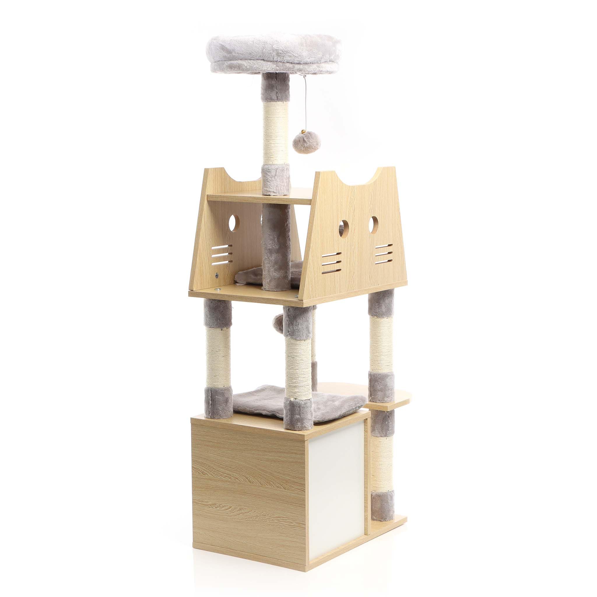 Fudajo Albero Tiragraffi 126cm Grigio con Casetta e Cuccia
