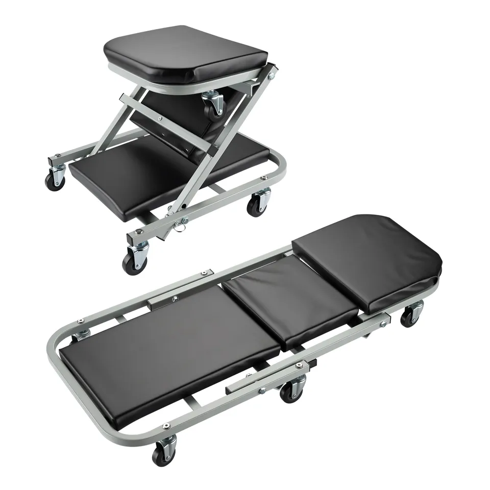 Wiltec Sdraio Sgabello Officina 2in1 Lettino 90x41,5cm 150kg