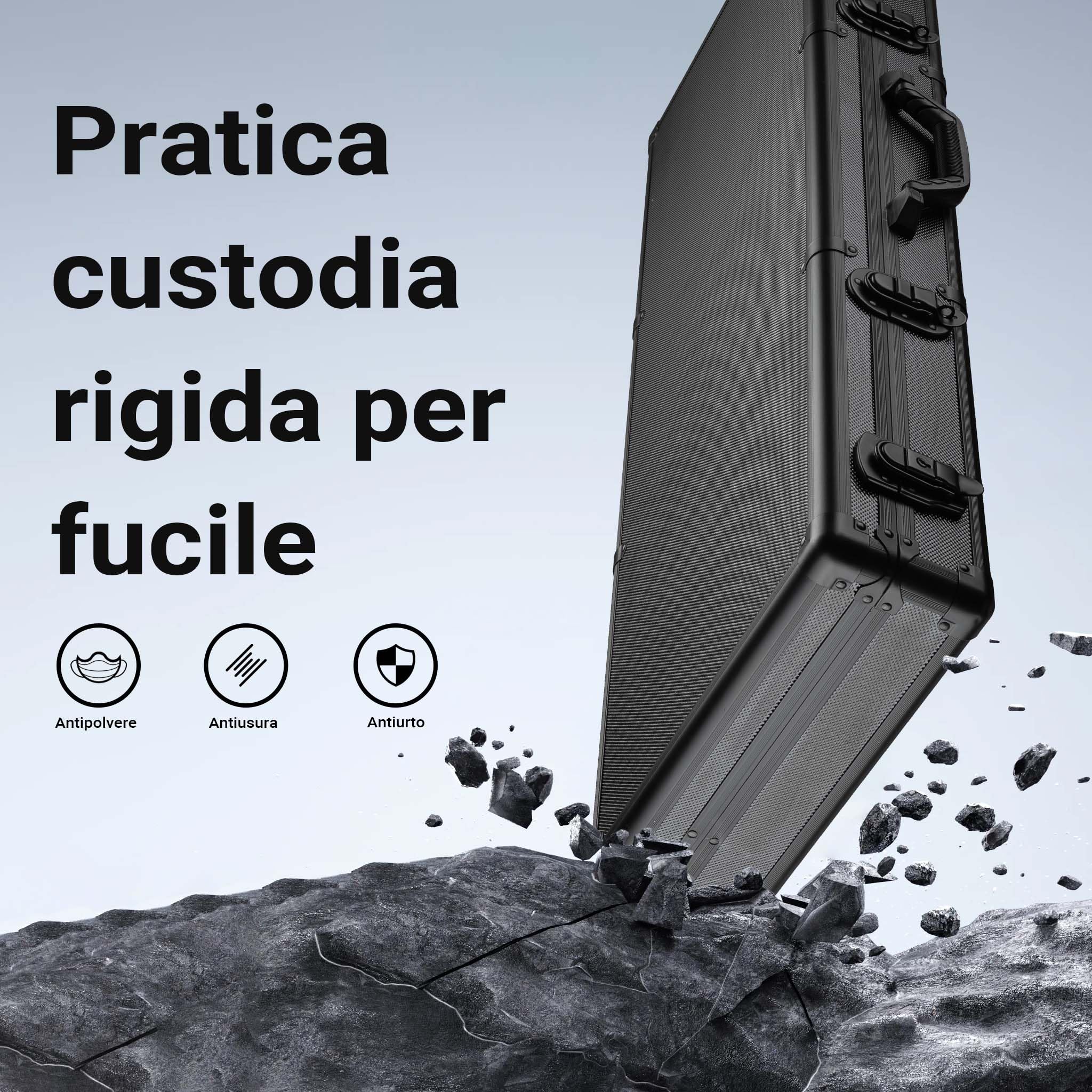 Wiltec Valigetta Pistola Rigida 84 cm 4 Serrature Nera