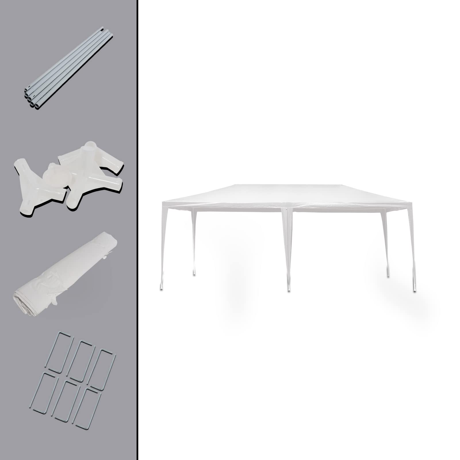 Wiltec Gazebo 3x6 m bianco con pareti UV50+