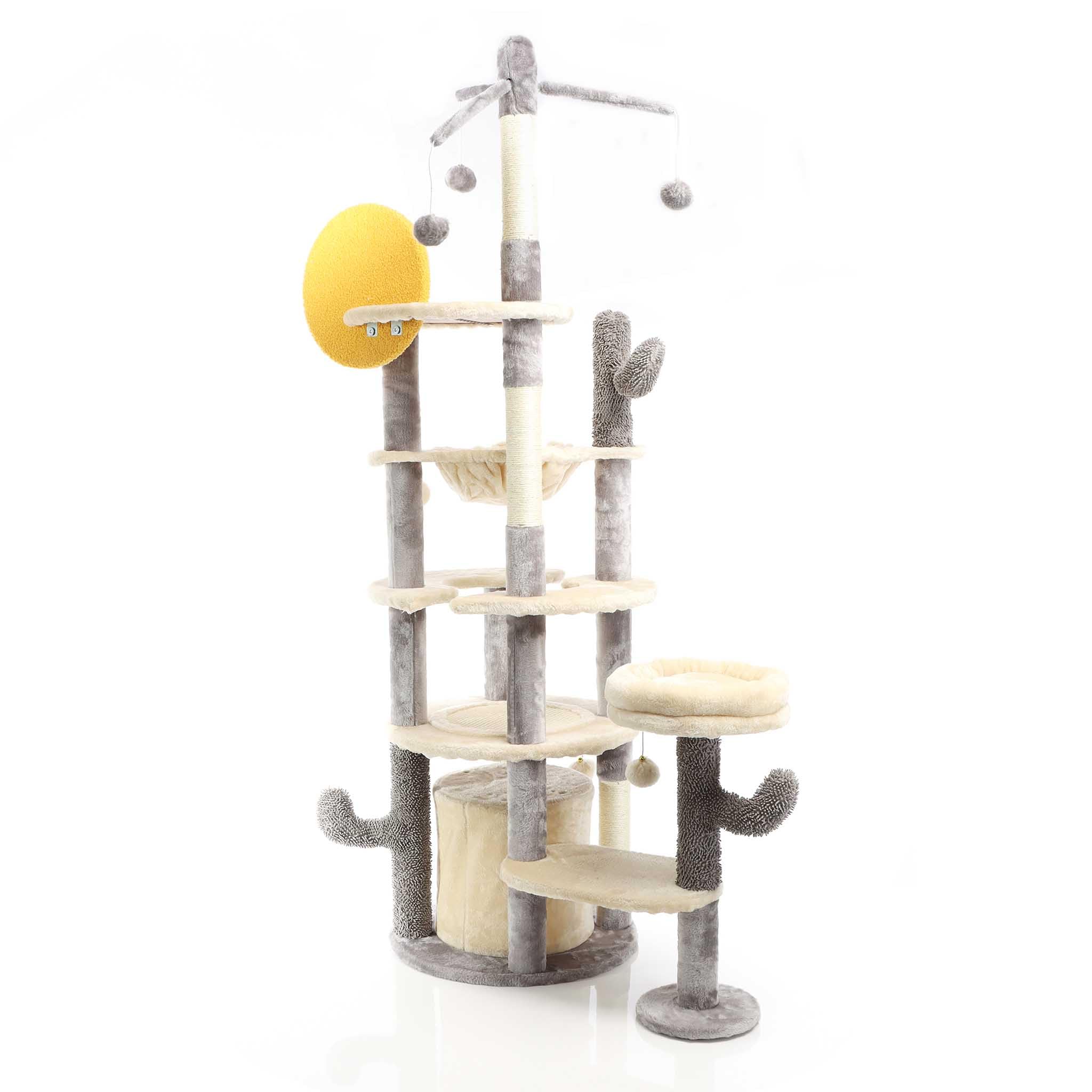 Fudajo albero tiragraffi grigio chiaro 172 cm con cuccia