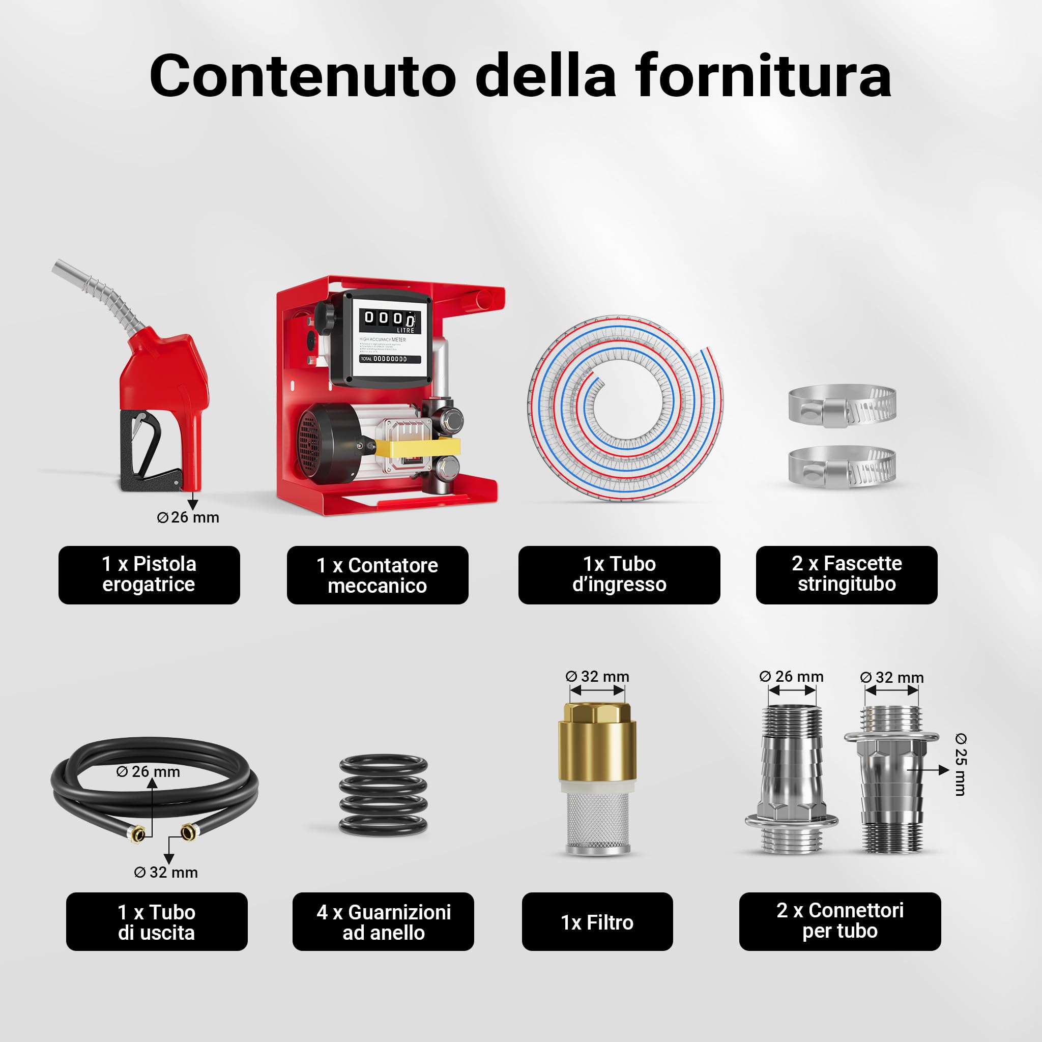 Wiltec Pompa travaso gasolio 230V 550W 60 l/min telaio