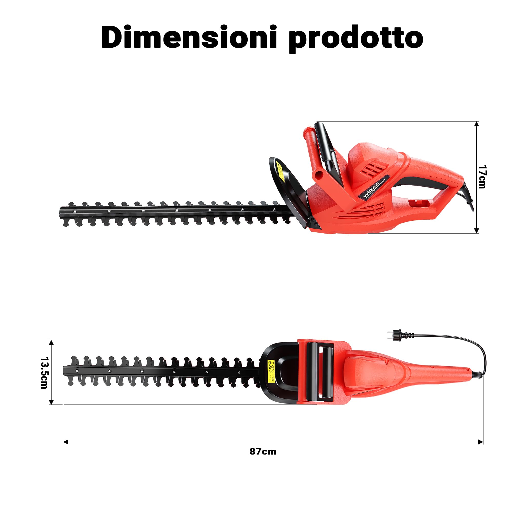 Wiltec Tagliasiepi Elettrico 520W Lama 450 mm 16 mm