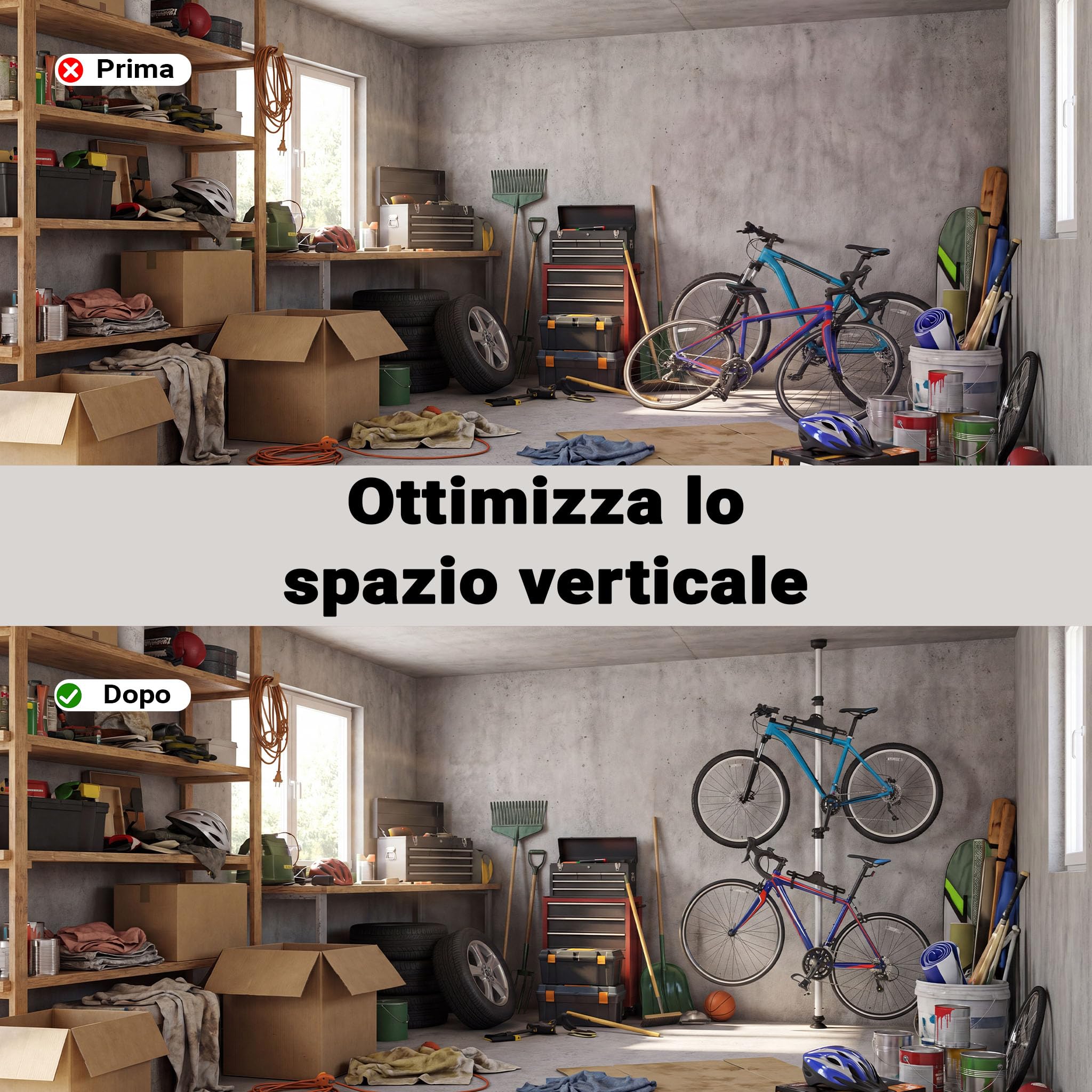 Wiltec Portabici Terra Telescopico 160-340 cm per 2 Bici
