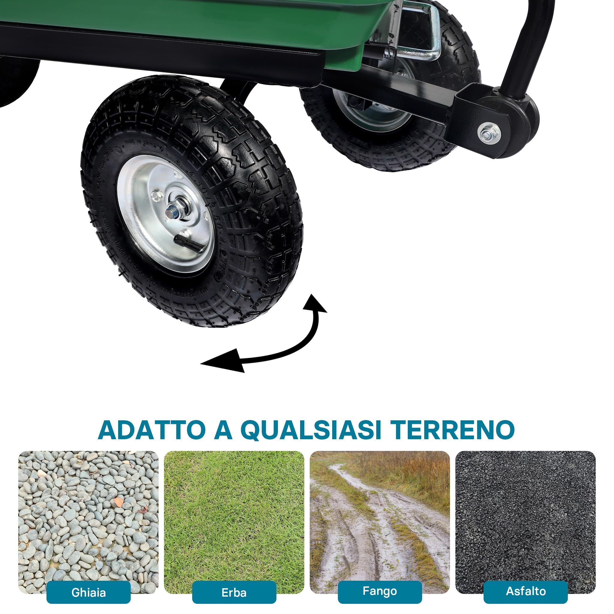 Wiltec Carrello Giardino Ribaltabile 75L Carriola 240kg