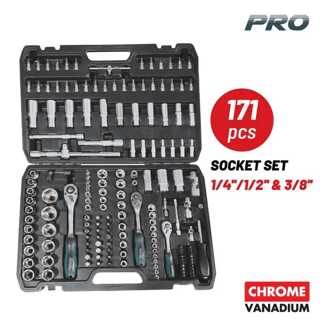 Bormann set bussole e chiavi 171 pezzi 1/2 1/4 3/8