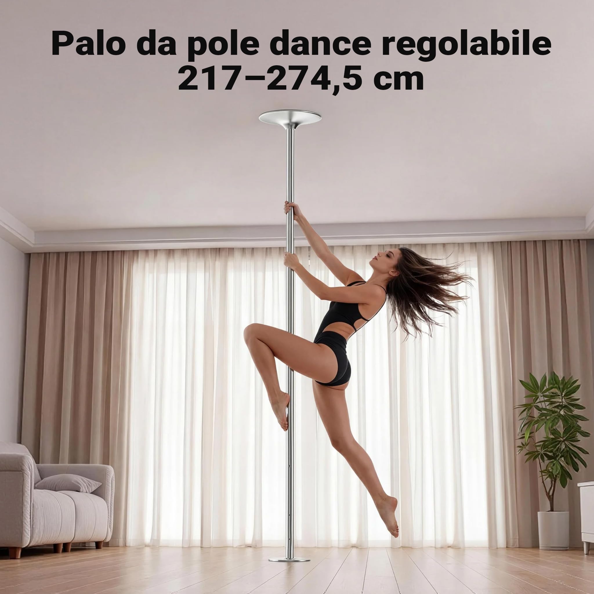 Wiltec palo pole dance 45 mm acciaio 2,31-2,74 m