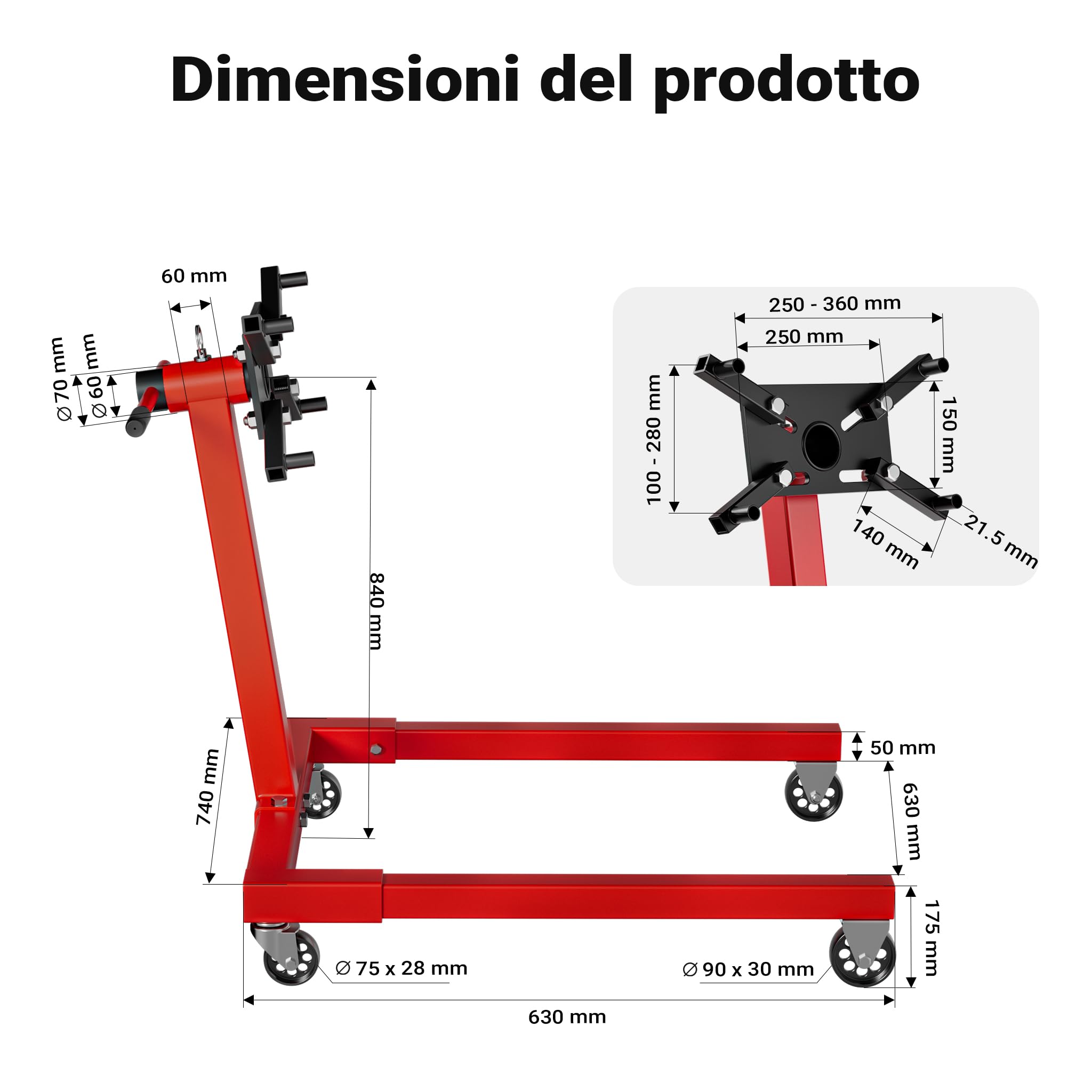 Wiltec Cavalletto per Motore 570 kg Acciaio