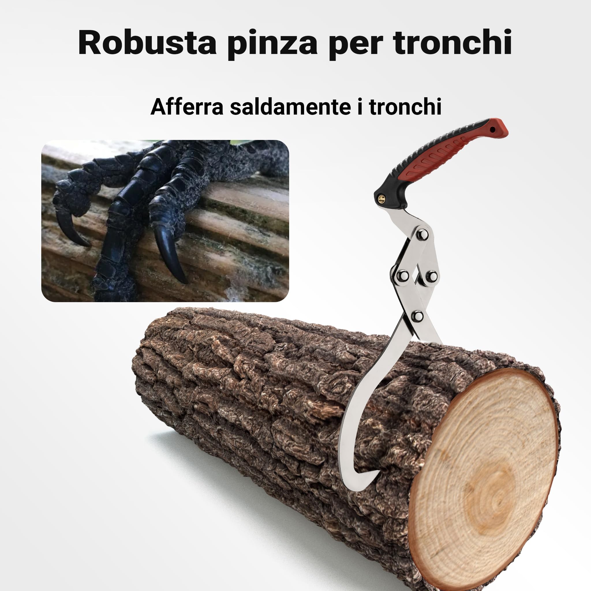 Wiltec Pinze per Legna 44 cm Acciaio fino a 100 kg Ø 30 cm