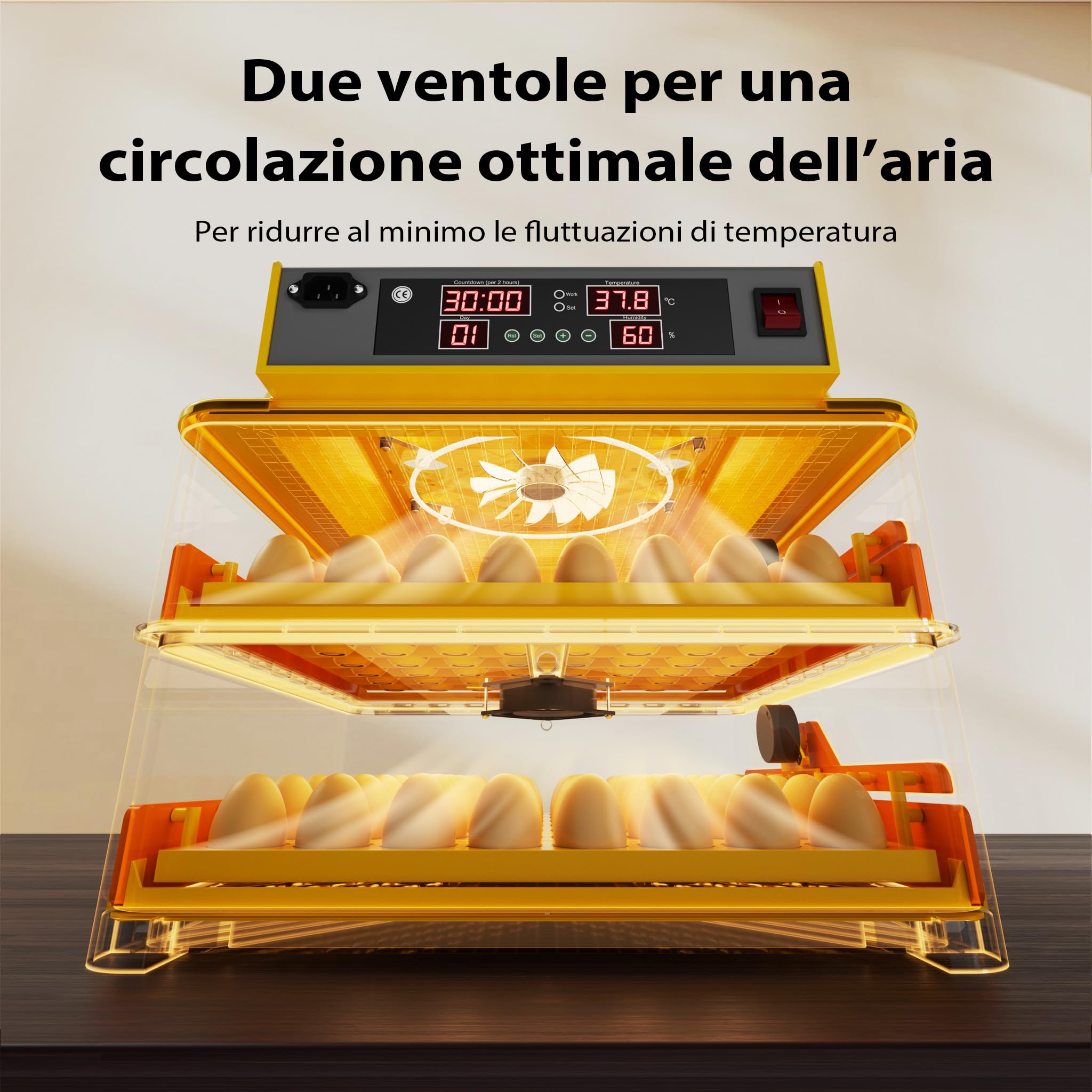 Wiltec Incubatrice automatica 112 uova con rotazione